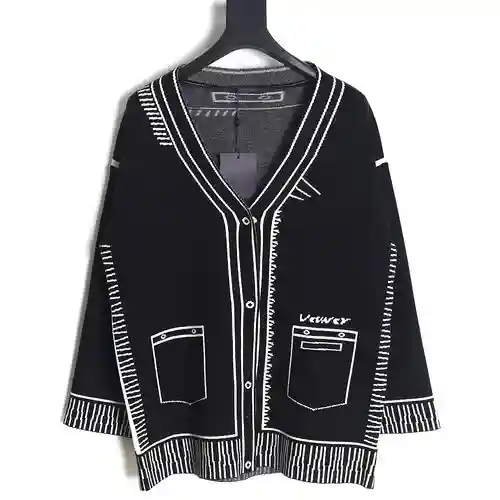 Suéter tipo cárdigan con dibujo bidimensional LV/Louis Vuitton 23Fw