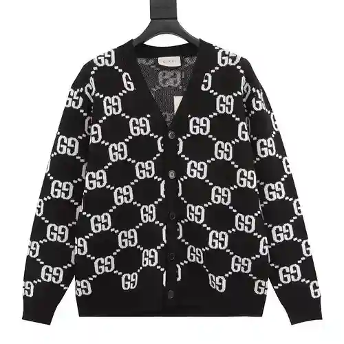 G Home 23Fw Cárdigan estilo suéter de jacquard de cuerpo entero con doble G