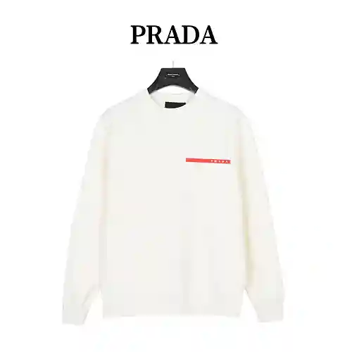Pra*da/Prada 23Fw sudadera clásica con ribete rojo y cuello redondo