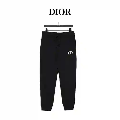 Dior 23Fw pantalones deportivos de algodón con logo bordado en el bolsillo CD