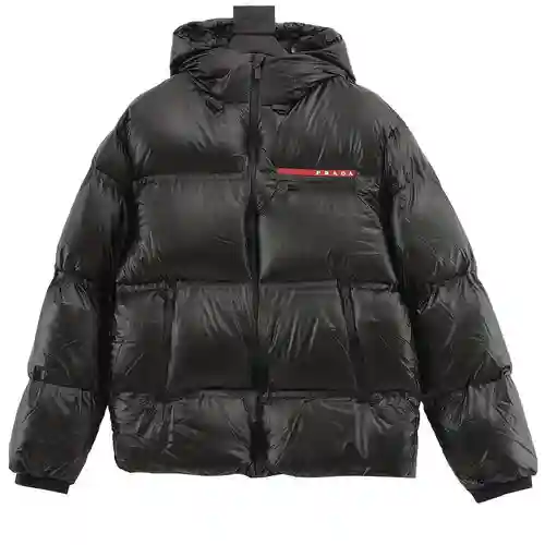 Pra*da/Prada 21Fw chaqueta de plumas con logo y rayas rojas