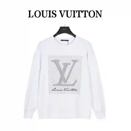 Sudadera con cuello redondo y bordado de cuerda con logo grande degradado LV/Louis Vuitton 23Fw