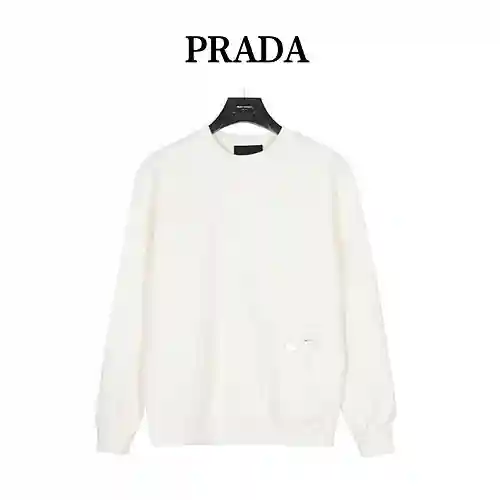 Pra*da/Prada 23Fw sudadera con cuello redondo y bolsillo con logo triangular