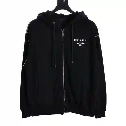 Sudadera LV con capucha y cremallera en jacquard en el pecho