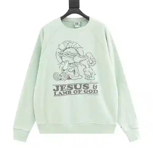 SAINT*MICHAEL 23FW Sudadera con cuello redondo y estampado Jesús y oveja