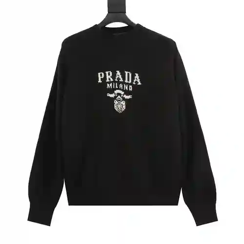 Prada PRD 23FW suéter con cuello redondo y jacquard en el pecho