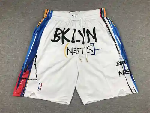 Pantalones de baloncesto versión ciudad blanca de los Nets de la temporada 23 versión de bolsillo