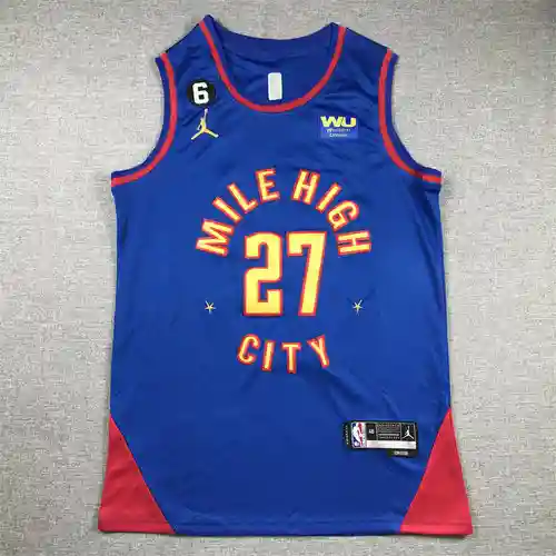 23a temporada Nuggets 27 Murray camiseta de baloncesto versión anuncio azul con logo 6