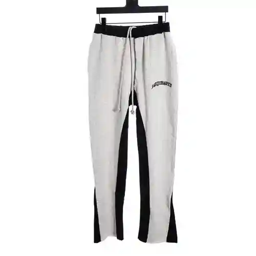 ASKYURSELF 23FW pantalones de chándal con corte de bota gris y logo sánscrito bordado, pantalones in