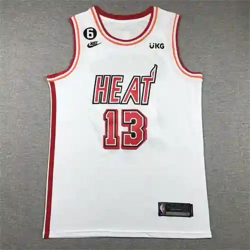 Camiseta de baloncesto blanca retro clásica Heat No. 13 Adebayo con logo 6