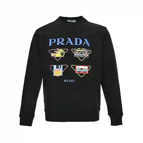 Pra*da/Prada 23Fw productos electrónicos nueva sudadera con cuello redondo y flores