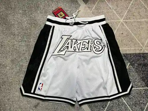 Pantalones cortos de baloncesto blancos y negros de los Lakers, versión con bolsillo juston