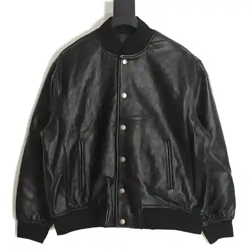 Chaqueta béisbol de cuero con parche bordado GVC/Givenchy 23FW