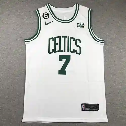 Camiseta de baloncesto Celtics No. 7 marrón blanco con logotipo 6