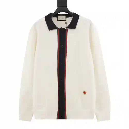 G Home 23FW chaqueta tipo cárdigan POLO con cinta doble G y etiqueta pequeña