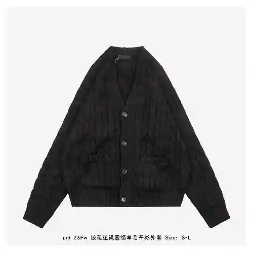 prd 23Fw chaqueta tipo suéter con cuello redondo y lazo en lana