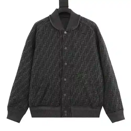 FEN*DI Fendi FD 22FW Cazadora bomber FF de lana con doble cara en jacquard integral