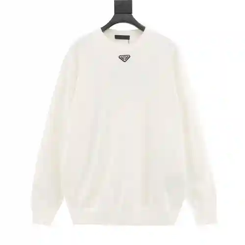 Pra*da/Prada 23Fw suéter con logo triangular y cuello redondo