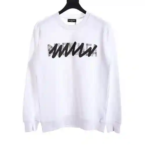 Sudadera con cuello redondo y estampado alterado de línea BLCG