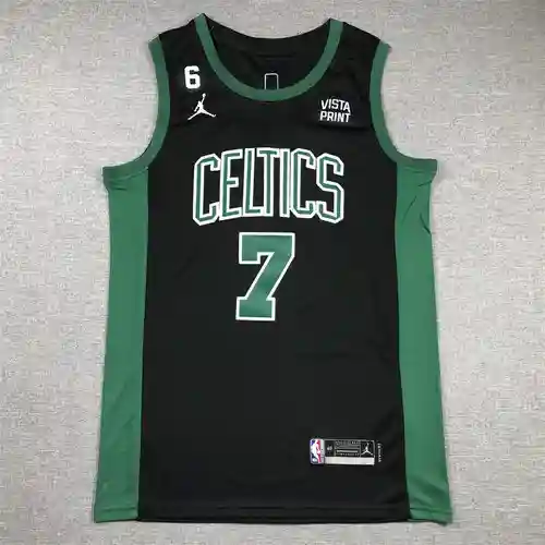 Camiseta de baloncesto Celtics No. 7 marrón negro con logotipo 6