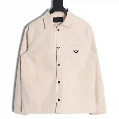 PRA*DA PRD 23FW Chaqueta camisera de denim con botones flocados