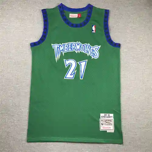 Timberwolves No. 21 Garnett Clásico Retro Verde
