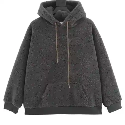 Chaqueta tipo sudadera con capucha de lana de cordero CE