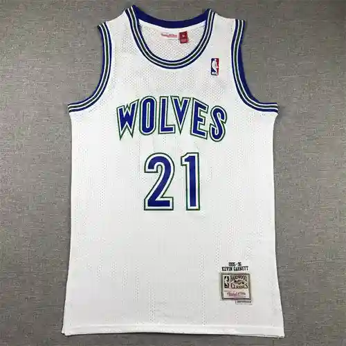 Timberwolves No. 21 Garnett Clásico Retro Blanco