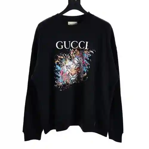 GU*CCI sudadera con cuello redondo y estampado de leones de colores arcoíris