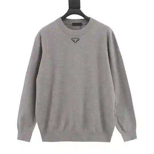 Pra*da/Prada 23Fw suéter con logo triangular y cuello redondo