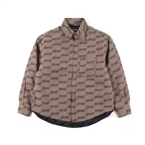 Balenciaga BLCG 23FW nueva chaqueta de algodón con camisa de solapa jacquard con cierre doble B está