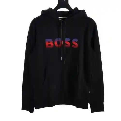 HUGO BOSS 23Fw sudadera con capucha de terciopelo con letras bordadas y cepillo de dientes