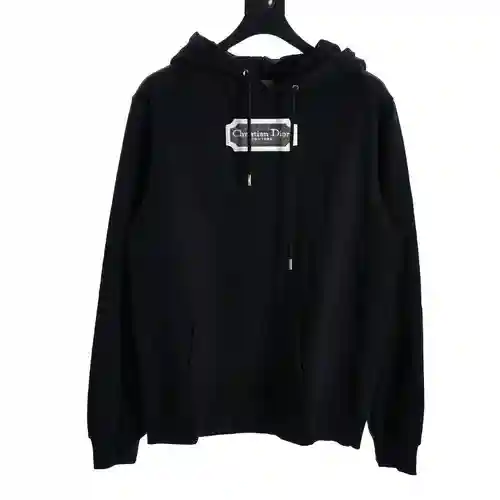 Sudadera con capucha y etiqueta plateada con bordado de CD
