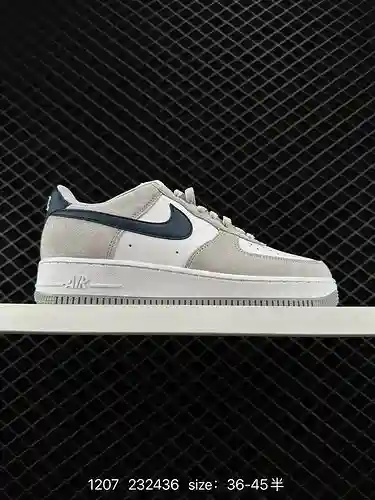 8 Nike Air Force Low 7 Blanco gris gamuza azul cartón original Cree una versión Air Force pura y baj