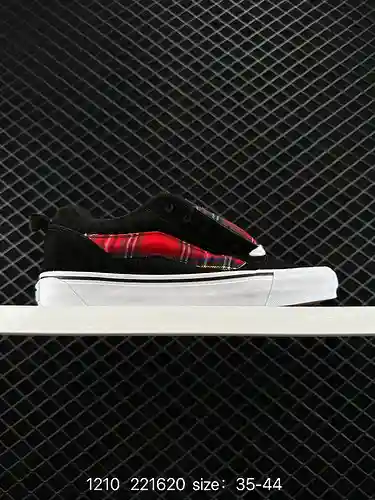 Zapatos de pan Vans Classics Knu Skool Zapatos de pan con rayas rojas y cuadros escoceses oficiales 