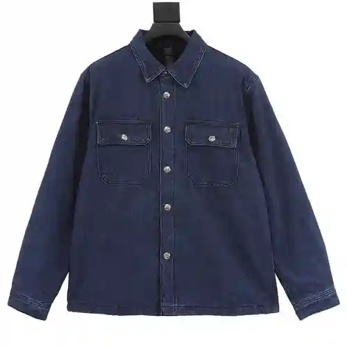 CH 2023fw chaqueta acolchada de denim lavado