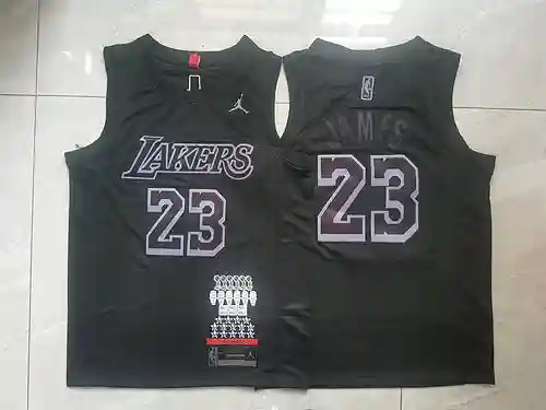 Camiseta de baloncesto negra James No. 23 MVP Lakers