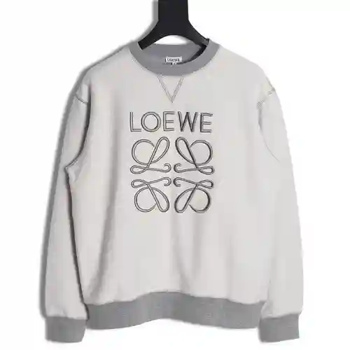 Loe*we 23FW sudadera con cuello redondo y bordado invertido