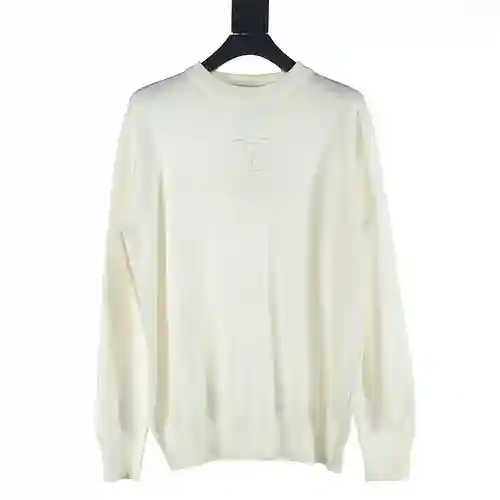 LV 23Fw Jersey con cuello redondo y letra LV en relieve