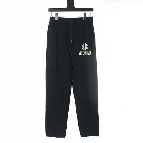 Balenciaga BLCG 23FW pantalones con cinta doble B y estampado de letras