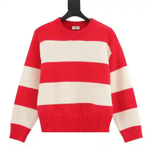 CE 23FW Jersey navideño de mujer a rayas con cuello redondo edición limitada