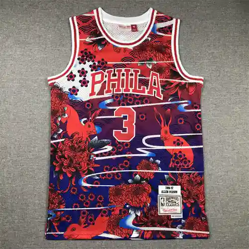 Camiseta de baloncesto Allen Iverson n.° 3 de los 76ers de edición limitada del Año del Conejo