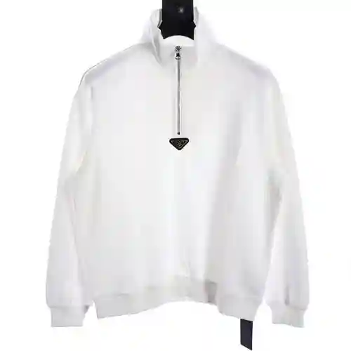 PRA*DA sudadera con cuello alto y media cremallera
