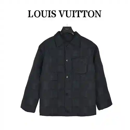 Chaqueta de algodón con diseño de cuadros tridimensionales LV/Louis Vuitton 23Fw
