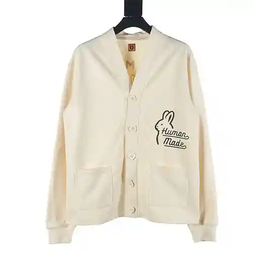 HUMAN MADE Cárdigan tipo sudadera con estampado de conejos Humenmei HM