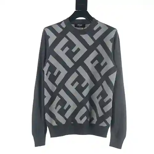 Fendi FD 23FW suéter gris grande con cuello redondo de cachemira FF