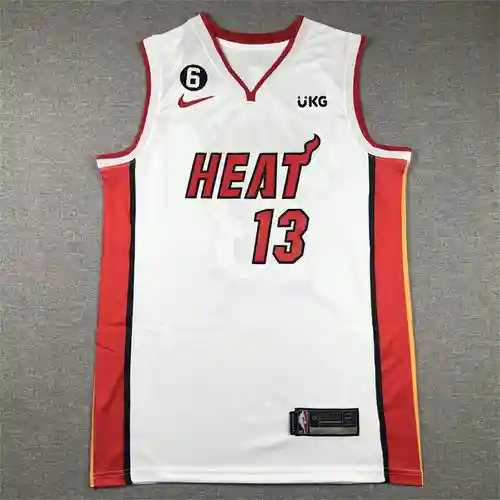 Camiseta de baloncesto blanca regular Heat No. 13 Adebayo con logo 6