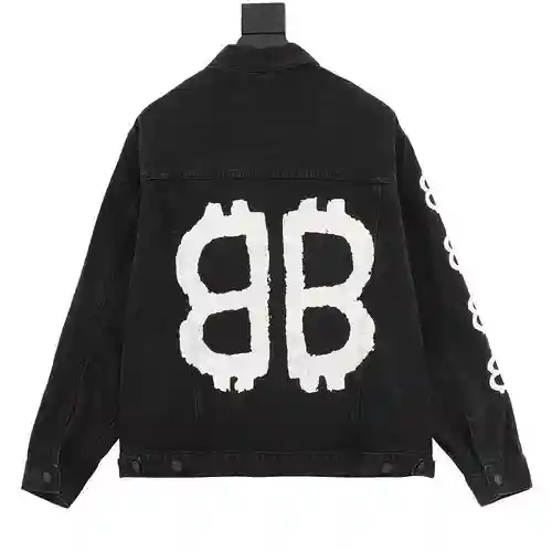 Blcg 23Fw Double B chaqueta vaquera con estampado de graffiti pintada a mano