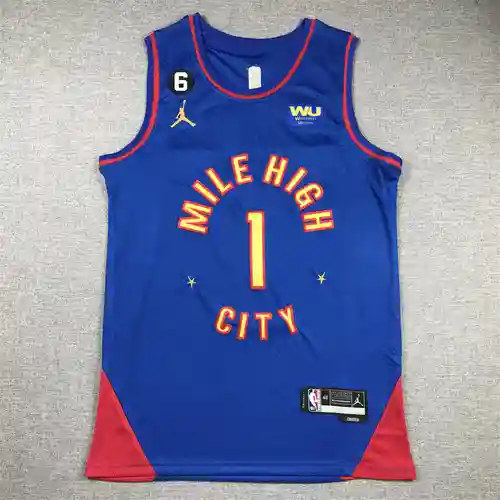 Camiseta de baloncesto con anuncio azul de los Nuggets No. 1 Porter de la temporada 23 con el logoti