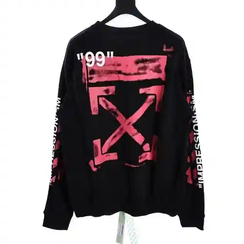 O*FF W*HITE CO VIRGIL 19FW 99 sudadera con cuello redondo y estampado de graffiti con flechas rosas